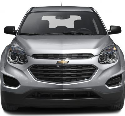 Silver SUV front view with grille and dual headlights