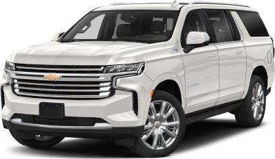 Front grille and LED headlights of a large white SUV