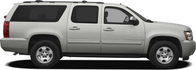 Extended body full-size SUV side profile with tinted windows and running boards
