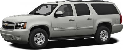 Silver large SUV side profile with extended body and tinted windows