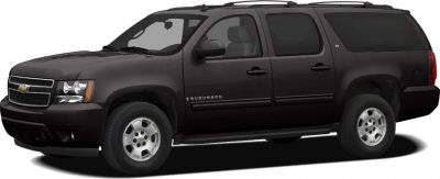 Black full-size SUV with 4 doors and prominent side profile