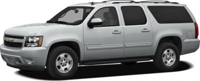 Large full-size SUV with extended body and roof racks