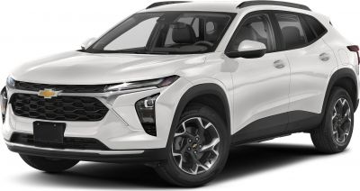 Front and side view of white SUV with distinctive grille and alloy wheels