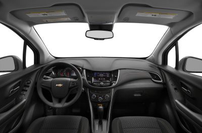 Dashboard, steering wheel, central console, and driver controls interior view