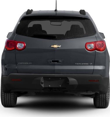 Dual round LED taillights and rear hatch of mid-size SUV
