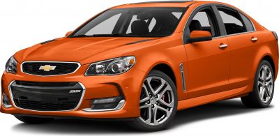 Front grille with SS badge and alloy wheels of a sporty sedan
