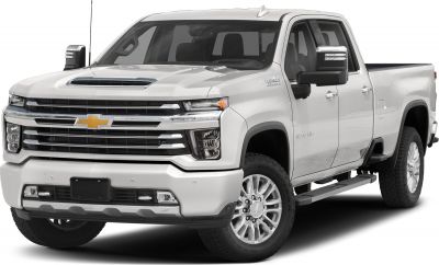 Front view of pickup with bold grille and hood scoop