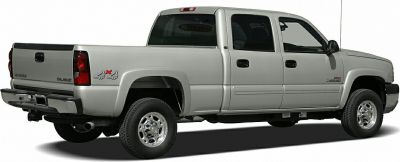 Rear side view of heavy-duty 4x4 crew cab pickup with extended bed