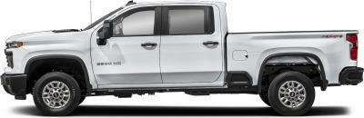 Heavy-duty pickup truck side view with double cab and standard bed