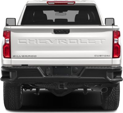 Tailgate, rear bumper, and tail lights of a pickup truck