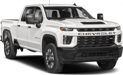 Heavy duty pickup with bold grille, LED headlights, and hood scoop