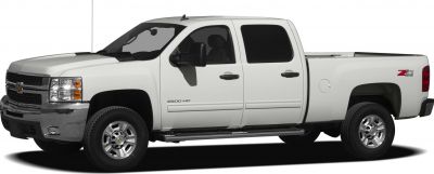 Extended cab heavy duty pickup with long bed in side profile