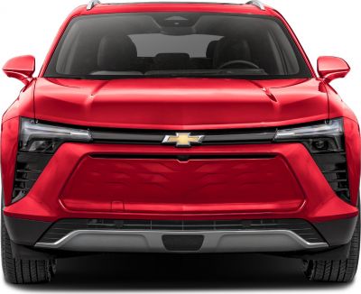 Front view of a modern electric SUV with sleek headlights and distinctive grille design
