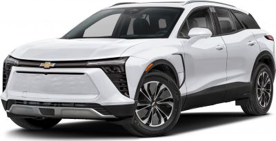 Front view of an electric SUV with distinctive LED headlights and stylish aerodynamic wheels