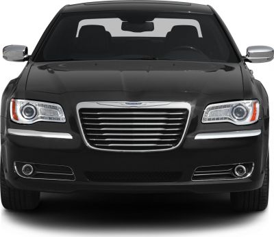 Front view with chrome grille and LED headlights