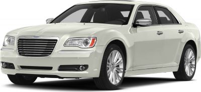 Luxury sedan with chrome grille and sleek headlights