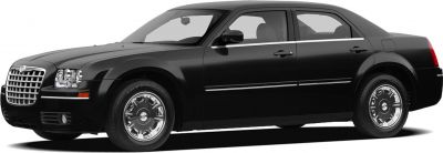 Black sedan with chrome accents and bold front grille