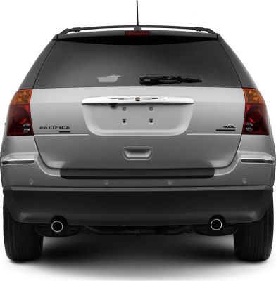 Rear view with dual exhaust, taillights, and rear window wiper