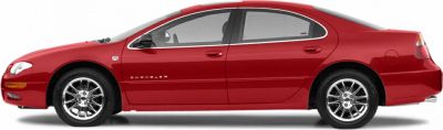 Red four-door sedan side profile with alloy wheels and sleek design