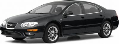 Black sedan front side profile with chrome wheels and retro headlights