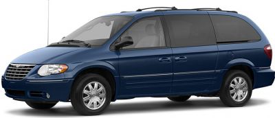 Side profile of blue minivan with sliding doors and roof rails