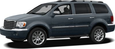 Side view of mid-size SUV with chrome wheels and roof rails