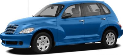 Blue retro-style hatchback with chrome grille and alloy wheels front side view