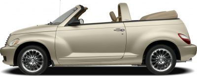 Retro convertible with open soft top and detailed alloy wheels