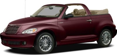 Convertible retro-styled car with soft top and classic chrome wheels