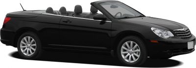 Black convertible with alloy wheels and open-top design