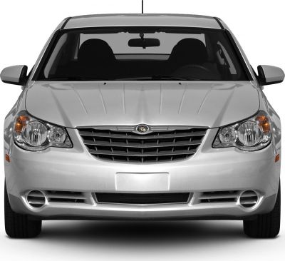 Car front with Chrysler-style grille, headlights, and bumper air intakes