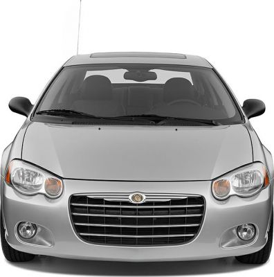 Front view with grille and headlights of a sedan