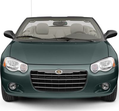 Front view of convertible with distinctive grille and dual headlights