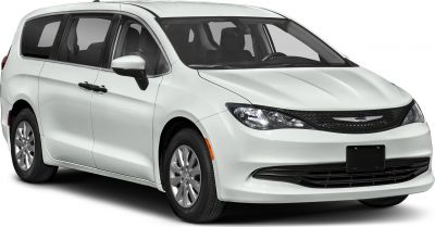 Front-side view of a white modern minivan