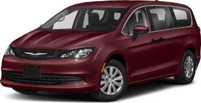 Minivan front and side view with sleek headlights and grille