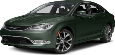 Mid-size sedan front with LED headlights and alloy wheels