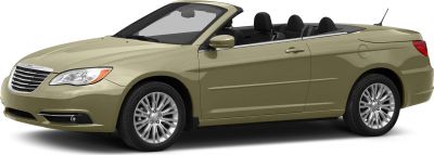 Beige convertible with front side view and open roof