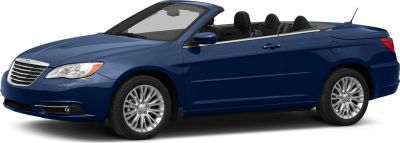 Blue convertible with retracted roof and silver multi-spoke wheels
