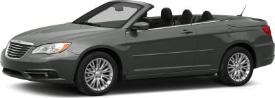 Front grille and alloy wheels on a gray convertible with open top