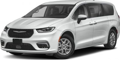 Front angled view of a minivan showing grille and headlights
