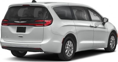 Rear and side view of a minivan with updated tail lights and sliding doors
