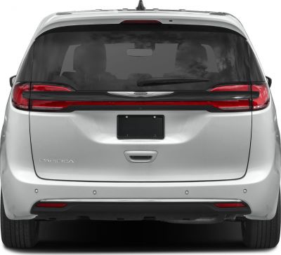 Rear view with LED tail lights and tinted rear window