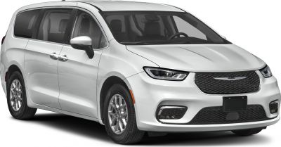 Front profile of minivan with LED headlights and mesh grille