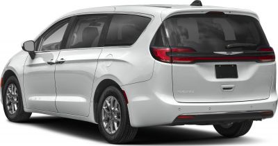Rear and side view of a sleek minivan with modern taillights and smooth body lines