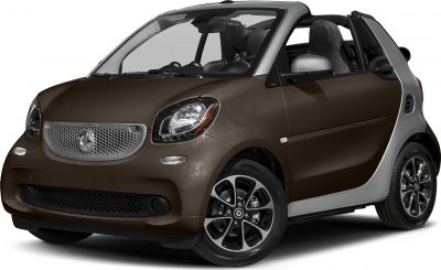 Compact convertible two-seater with open roof and unique front design