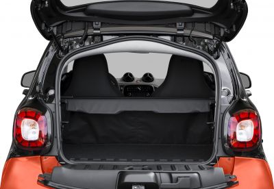 Compact rear trunk and interior of small hatchback