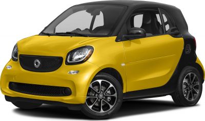 Yellow and black two-tone compact coupe with alloy wheels
