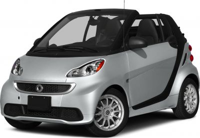 Convertible small urban vehicle front side with alloy wheels and open roof