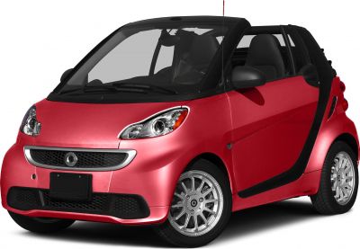 Compact two-seater convertible with open roof and urban design.
