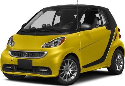 Compact two-door urban car front and side view